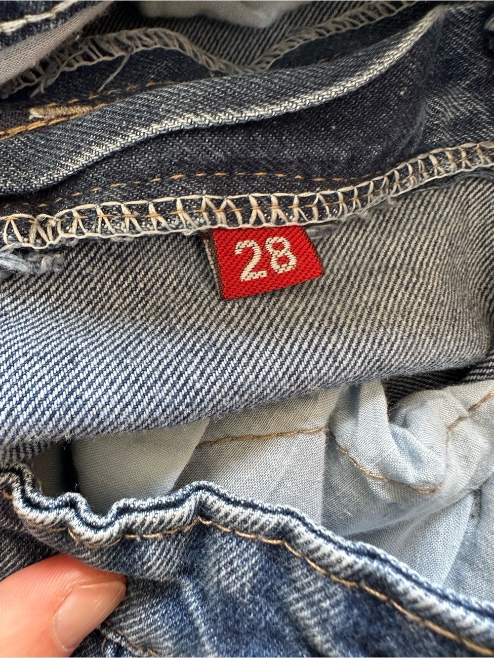 Diesel Dark Blue Distressed Wide Leg Jeans - Picture 7 of 11